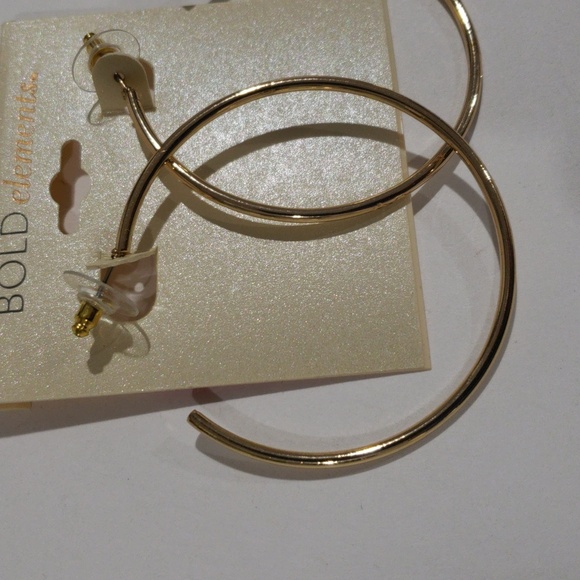 BOLD Elements Gold-Tone 2" Open Hoop Earrings – Classic Big Hoops for Women - Picture 6 of 9